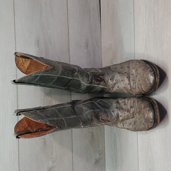 Nocona Womens Ostrich Leather Cowboy Western Heels boots shoes sz 9.5D - Picture 3 of 13